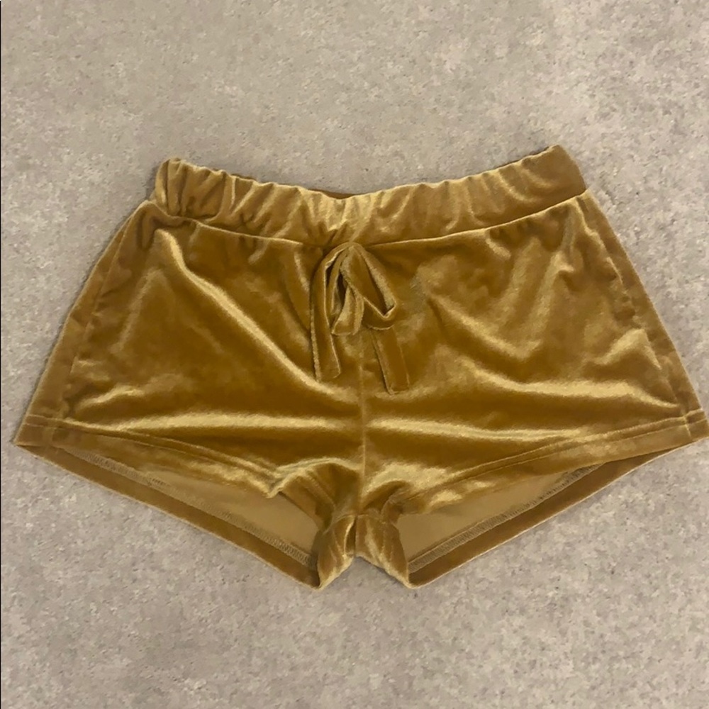 Gold velvet shorts